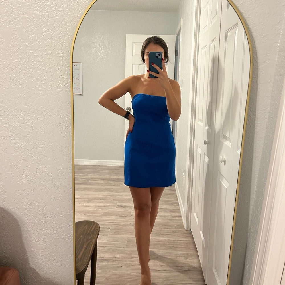 Meshki Blue Strapless Mini Dress